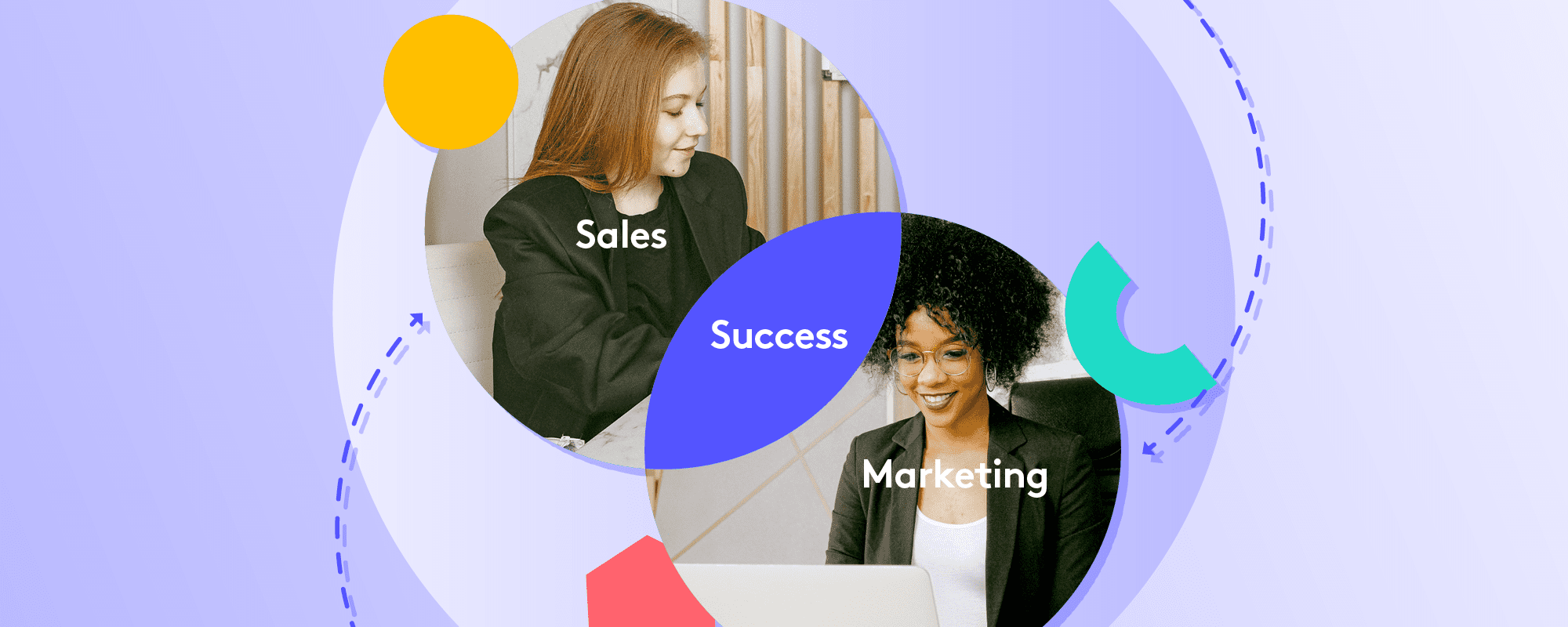 A venn diagram showing a sales representative on one side and a marketer on the other, in the cross over where they meet is success